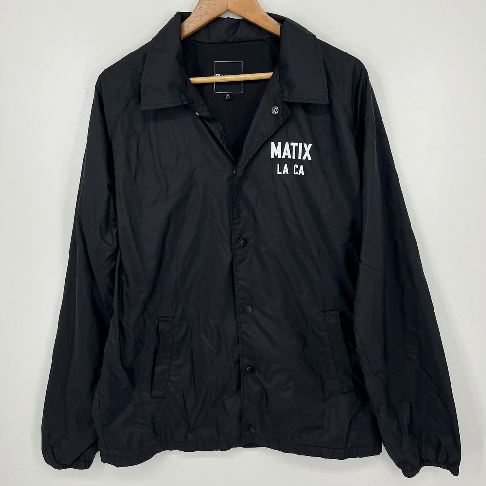Matix Compton Surf Club LA Coaches Jacket Black Mens XL Nylon Snap Front